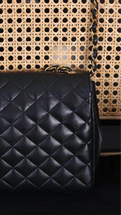 Chanel黑金牛皮书包扣菱格纹翻盖信封包单肩包-29