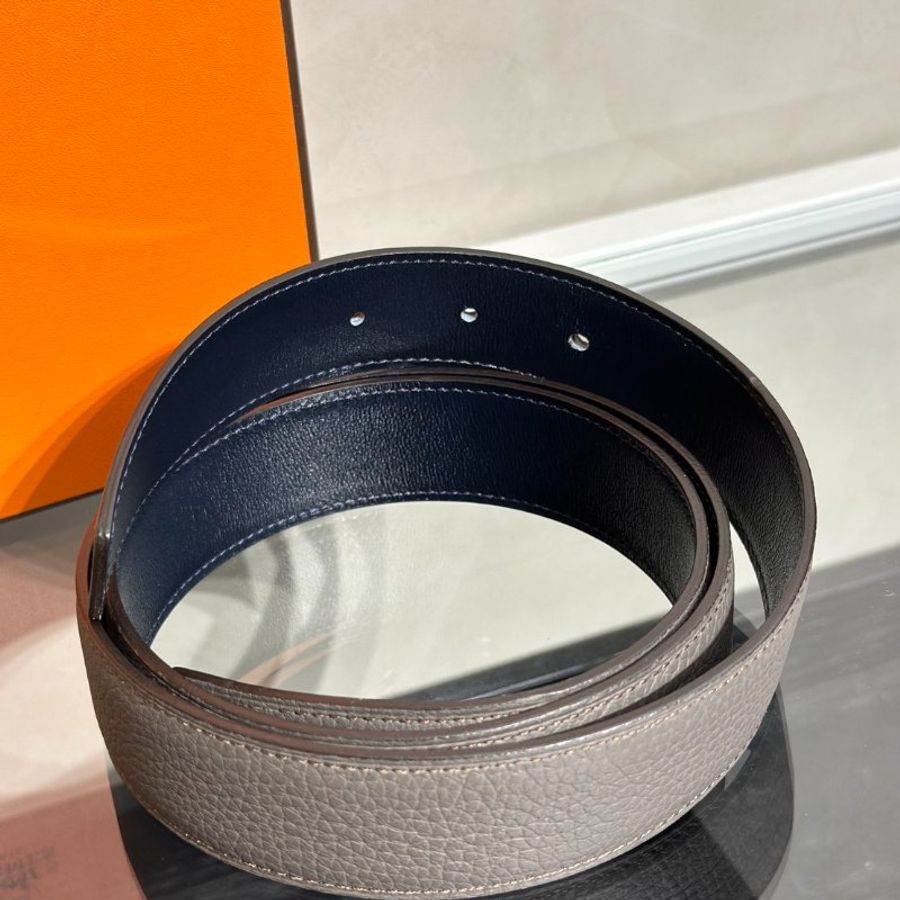 HERMES H黑釦雙面腰帶 - 深灰 90-2