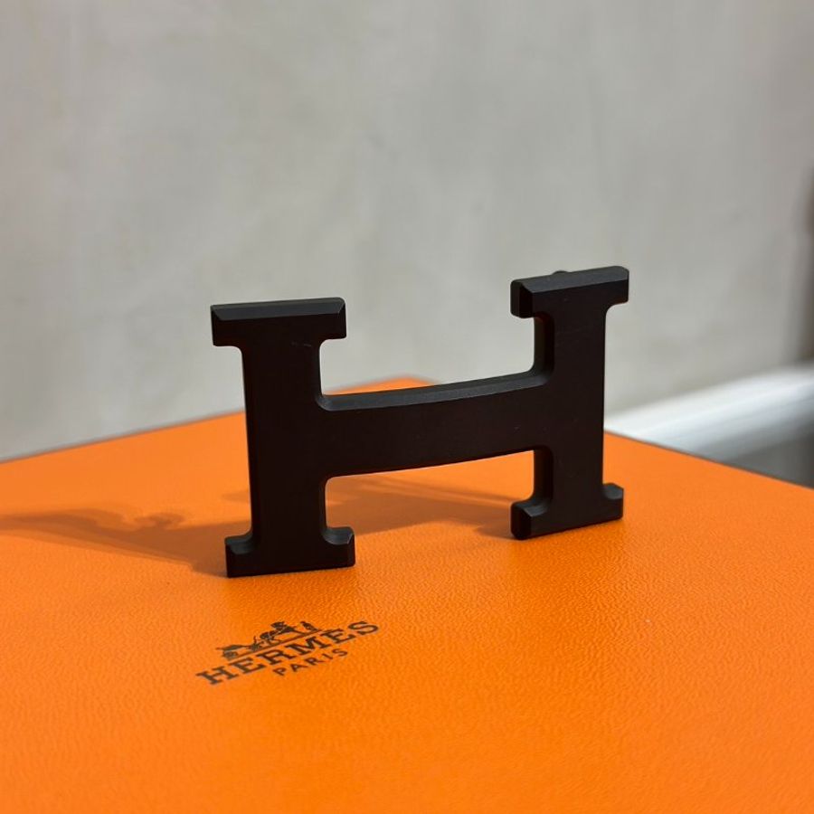 HERMES H黑釦雙面腰帶 - 深灰 90-3