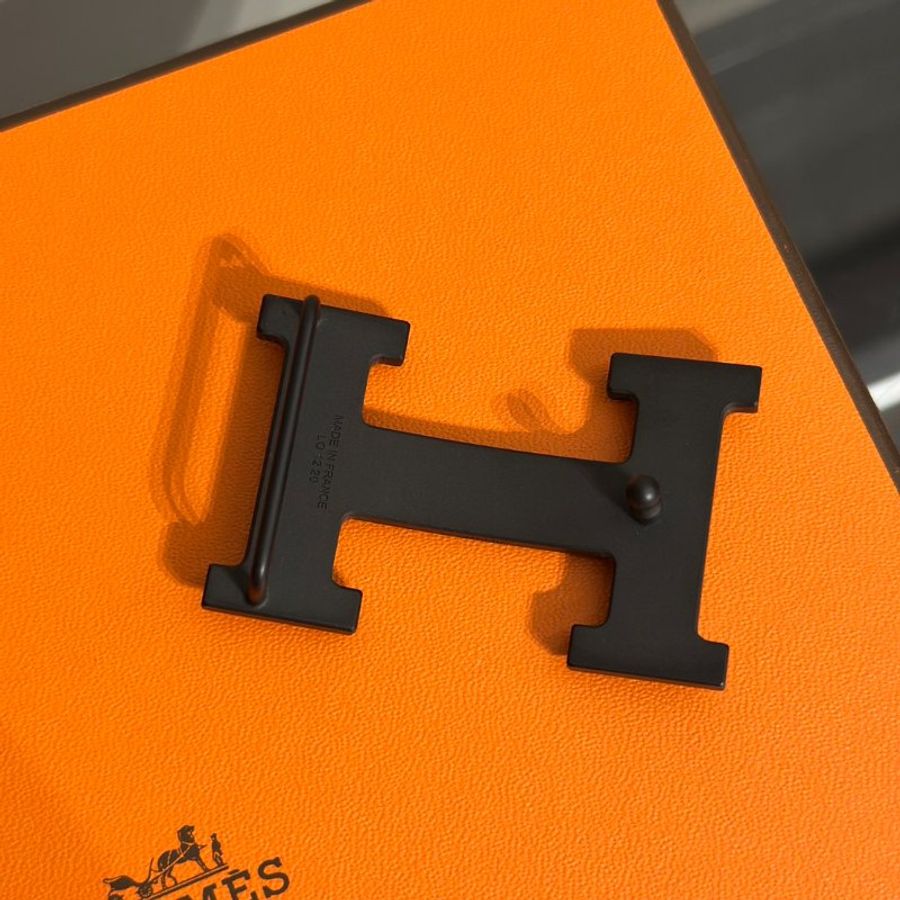 HERMES H黑釦雙面腰帶 - 深灰 90-4