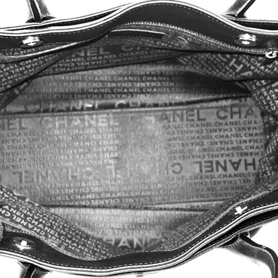 CHANEL 黑銀2.55荔枝牛 子母手提托特包  36*23*14 98新配件塵袋-8