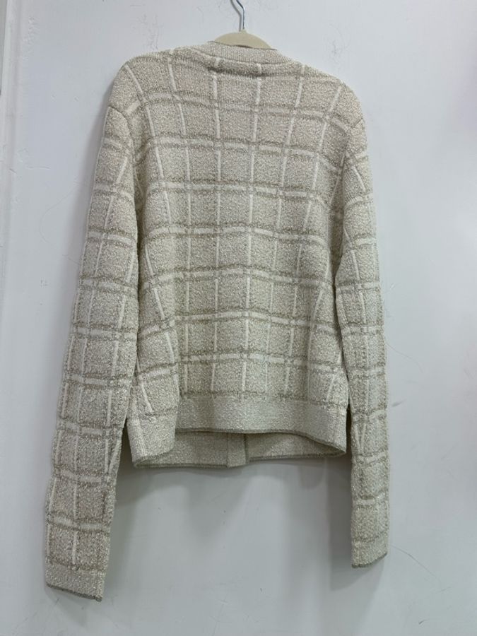 Gucci/古馳 金銀絲線格紋針織開襟衫 xxs-1