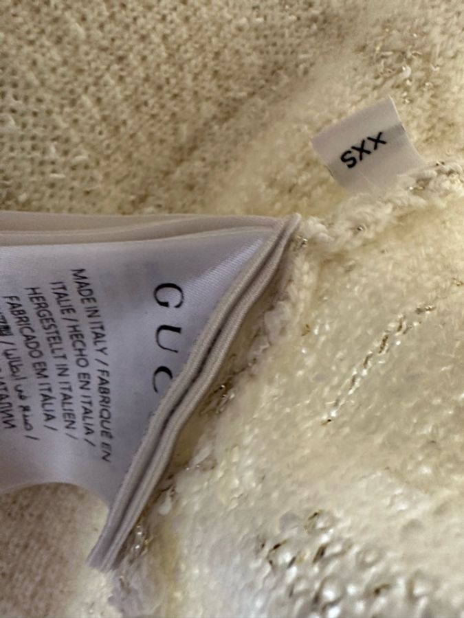 Gucci/古馳 金銀絲線格紋針織開襟衫 xxs-4