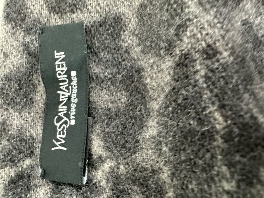YSL聖羅蘭SAINT LAURENT羊毛豹紋印花方巾 圍巾-6