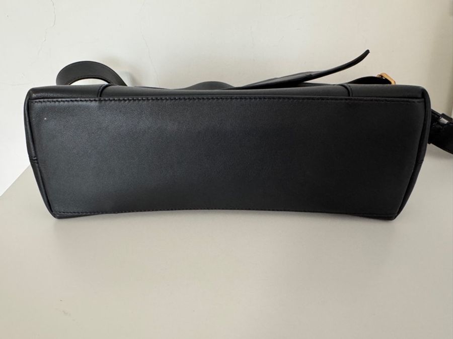 Balenciaga巴黎世家 Downtown 做舊金標光滑 小牛皮 單肩斜挎包 黑色-2