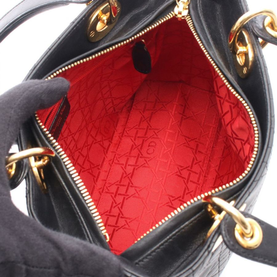 Dior LADY DIOR 單肩手提包 M0565ONGE_M900 黑色皮革 二手 女士 GHW-2