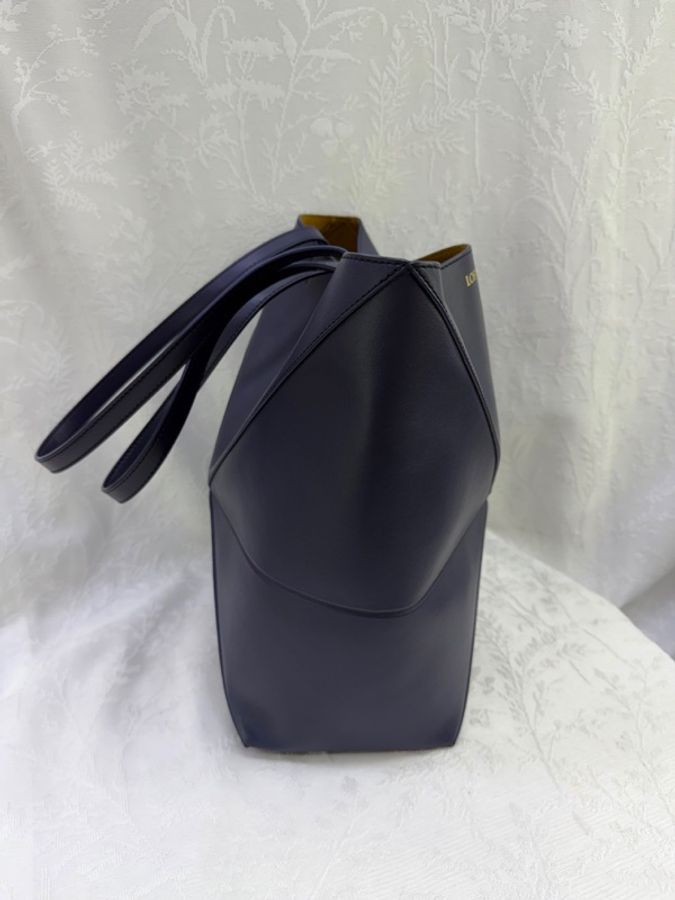 Loewe 的藍色亮面小牛皮 Puzzle Fold 手袋-5