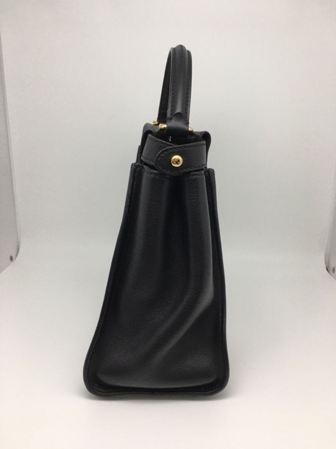 芬迪/Fendi  peekaboo中號 黑色光面牛皮金扣 手提單肩用兩包 33*25.5*10-3