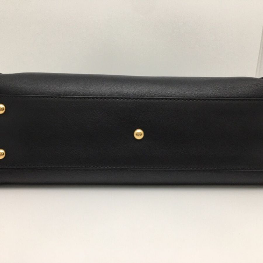 芬迪/Fendi  peekaboo中號 黑色光面牛皮金扣 手提單肩用兩包 33*25.5*10-11