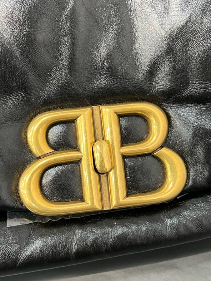 Balenciaga 巴黎世家 黑金Monaco雲朵腋下包 25*18-10