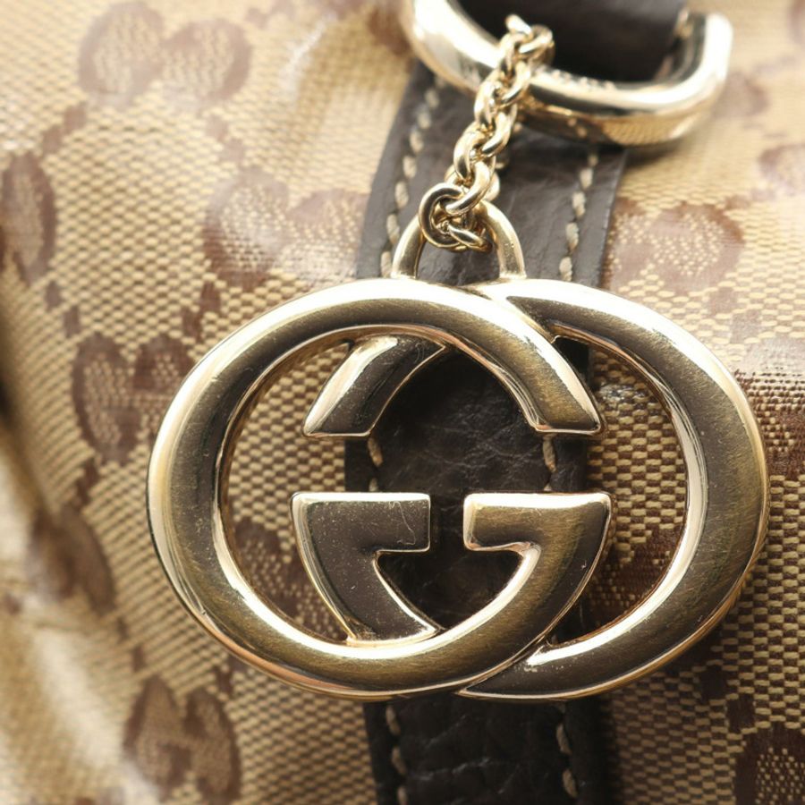 GUCCI 雙G水晶互扣式WAY手提單肩包 341503 帆布皮革-7