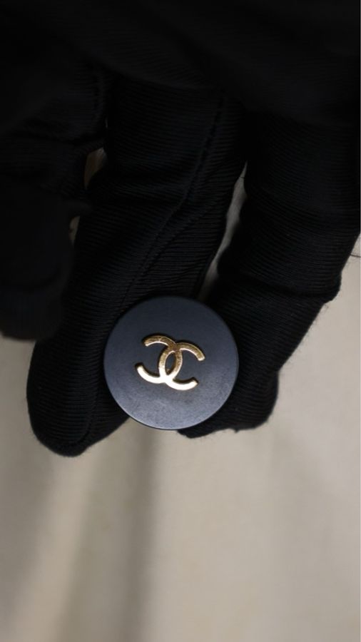Chanel 96年秀款卡其色黑线滚边双排扣风衣 24/7-14
