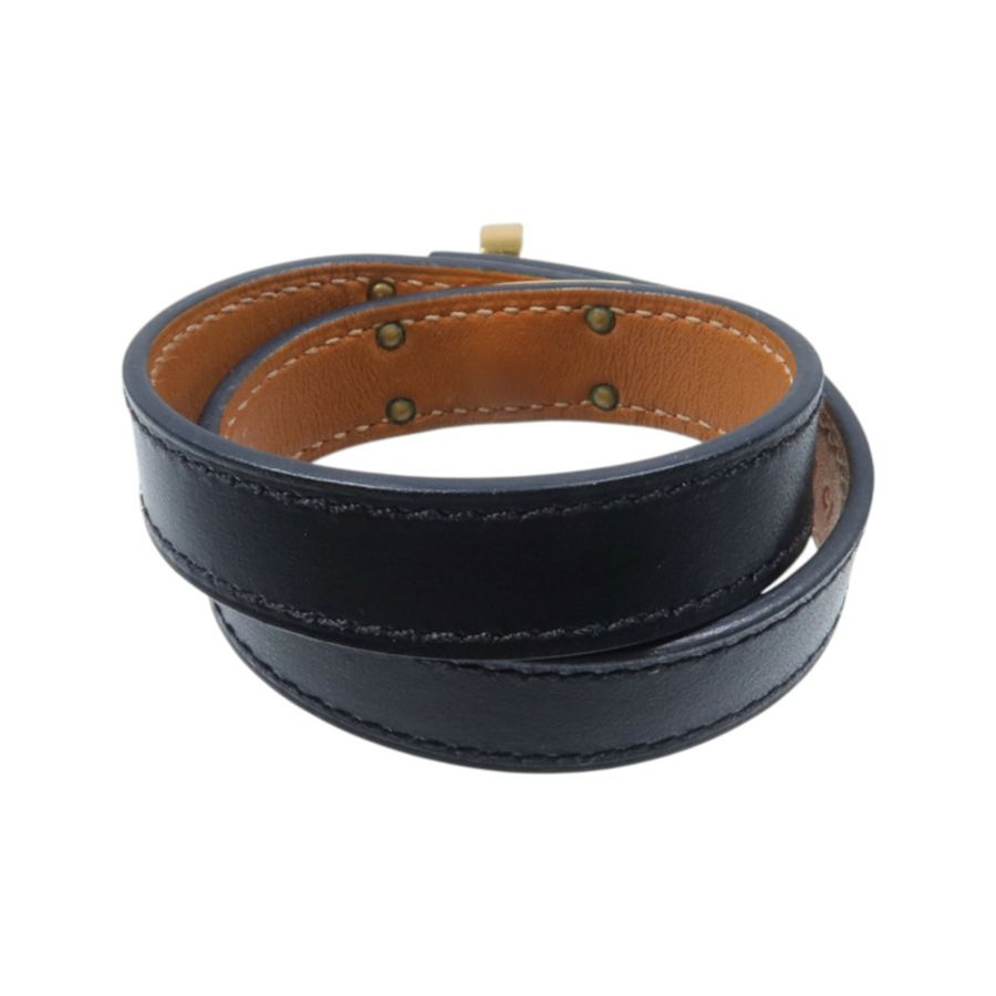 HERMES Box Calf皮革/金屬Kelly Double Tour手鏈Noir-2