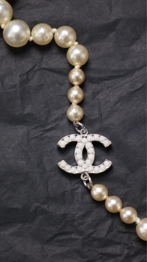 Chanel 07年白色珍珠cc项链-2