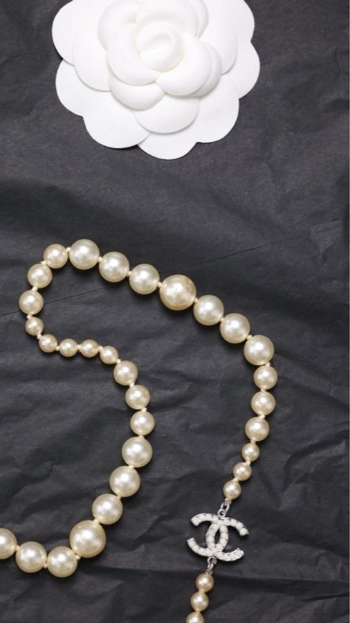 Chanel 07年白色珍珠cc项链-7