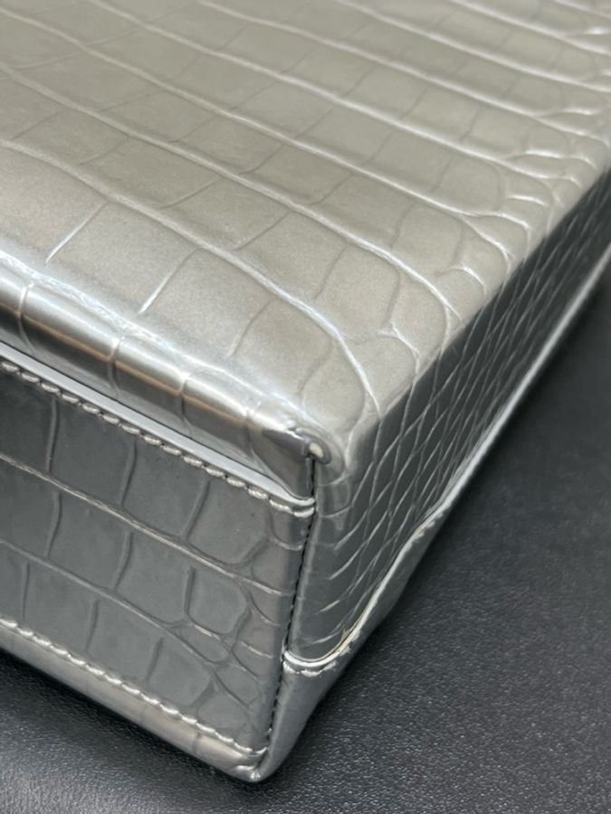 Balenciaga 巴黎世家 銀色鰐魚壓紋托特包 銀色 鰐魚紋-8
