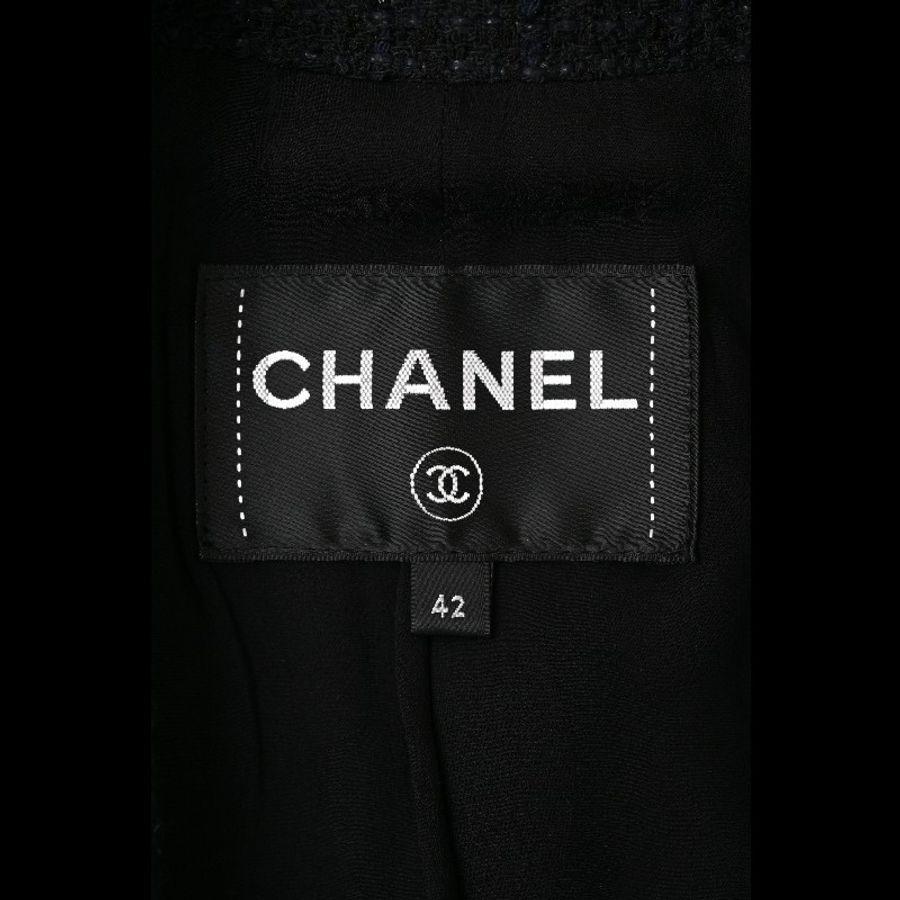 Chanel 20S屋顶系列秀款黑色双排扣百褶连衣裙上衣外套-1