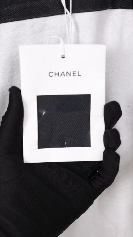 Chanel 22C秀款丹宁牛仔黑白涂鸦牛仔上衣夹克-30