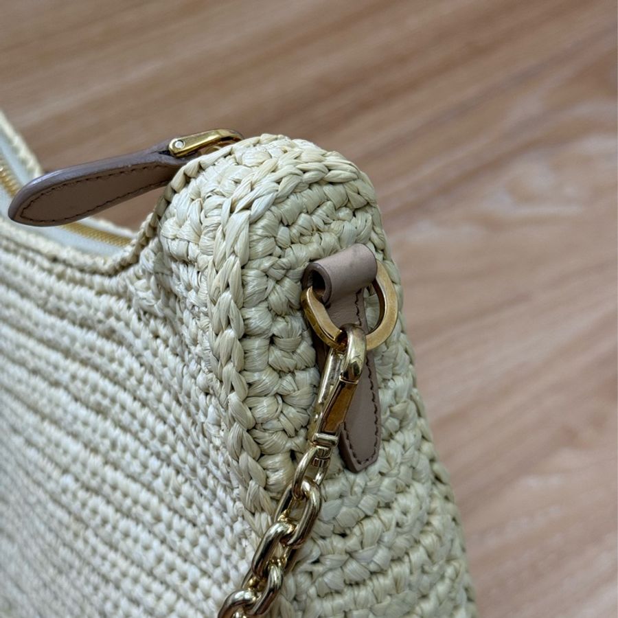 (台灣專櫃購證🇹🇼）Prada Re-edition 三合一 Hobo 草編斜背包-9