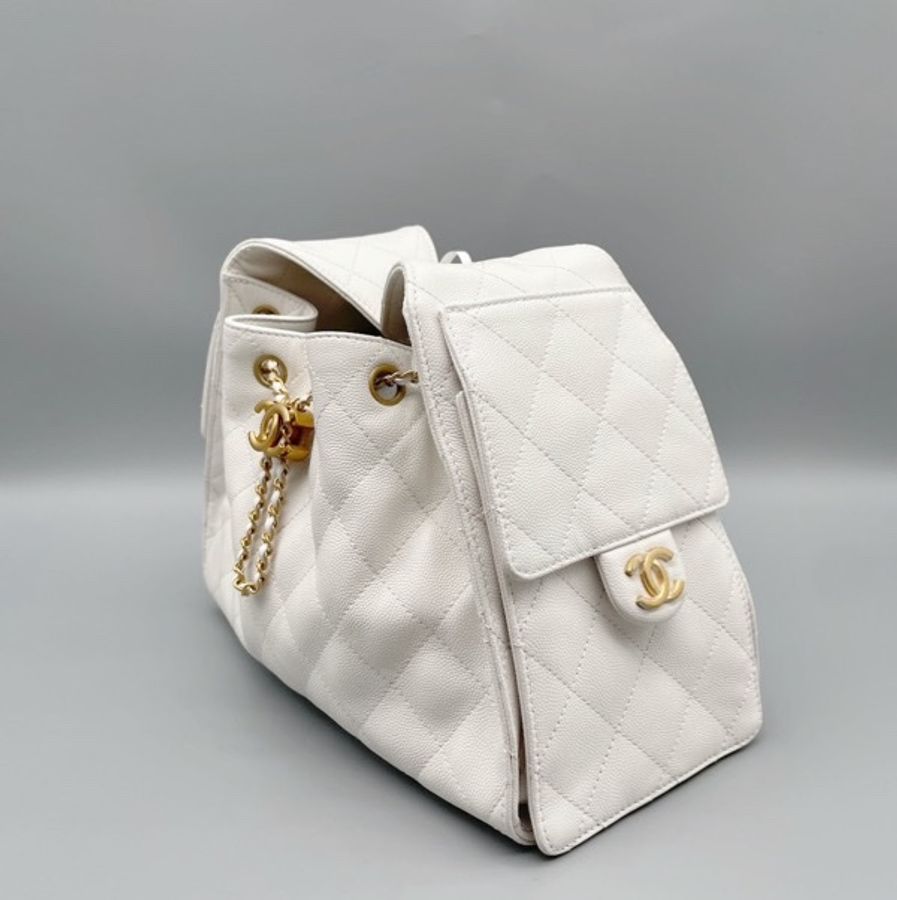 【CHANEL✨25 Bag 小號|白色金釦|近全新】-13