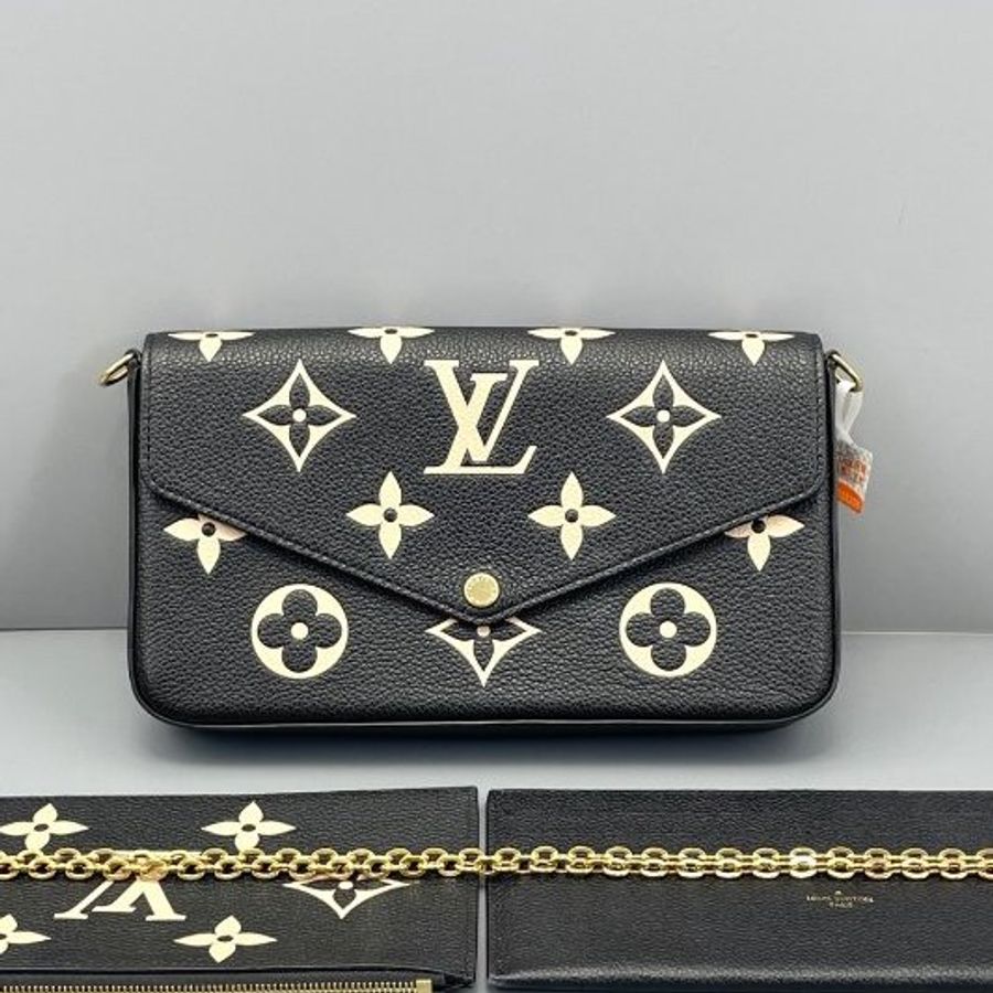 芯片款 路易威登/Louis Vuitton 三合一黑色白花鏈條包-5