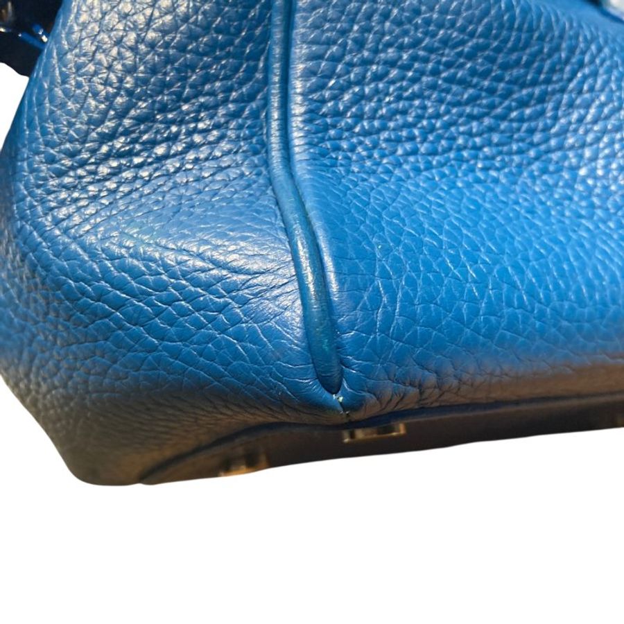 BALENCIAGA 巴黎世家 INFANTA MINI BOSTON BAG 藍色 皮革 銀釦-4