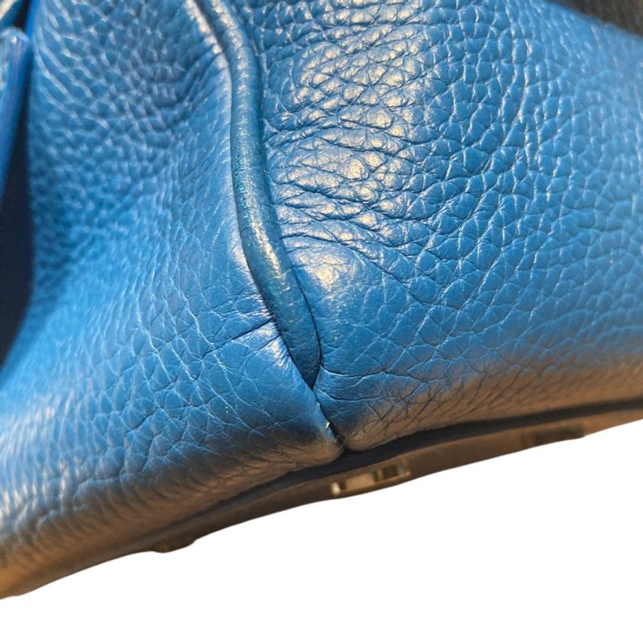 BALENCIAGA 巴黎世家 INFANTA MINI BOSTON BAG 藍色 皮革 銀釦-6