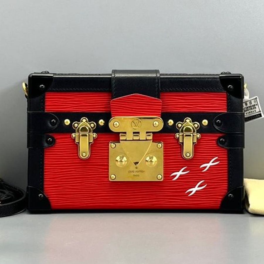 路易威登/Louis Vuitton 水波紋硬盒子 紅拼黑-5