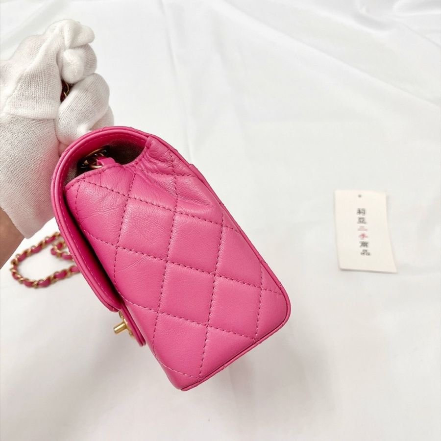 莉亞精品♡ CHANEL AS3648 桃紅方胖子 二手美包-7