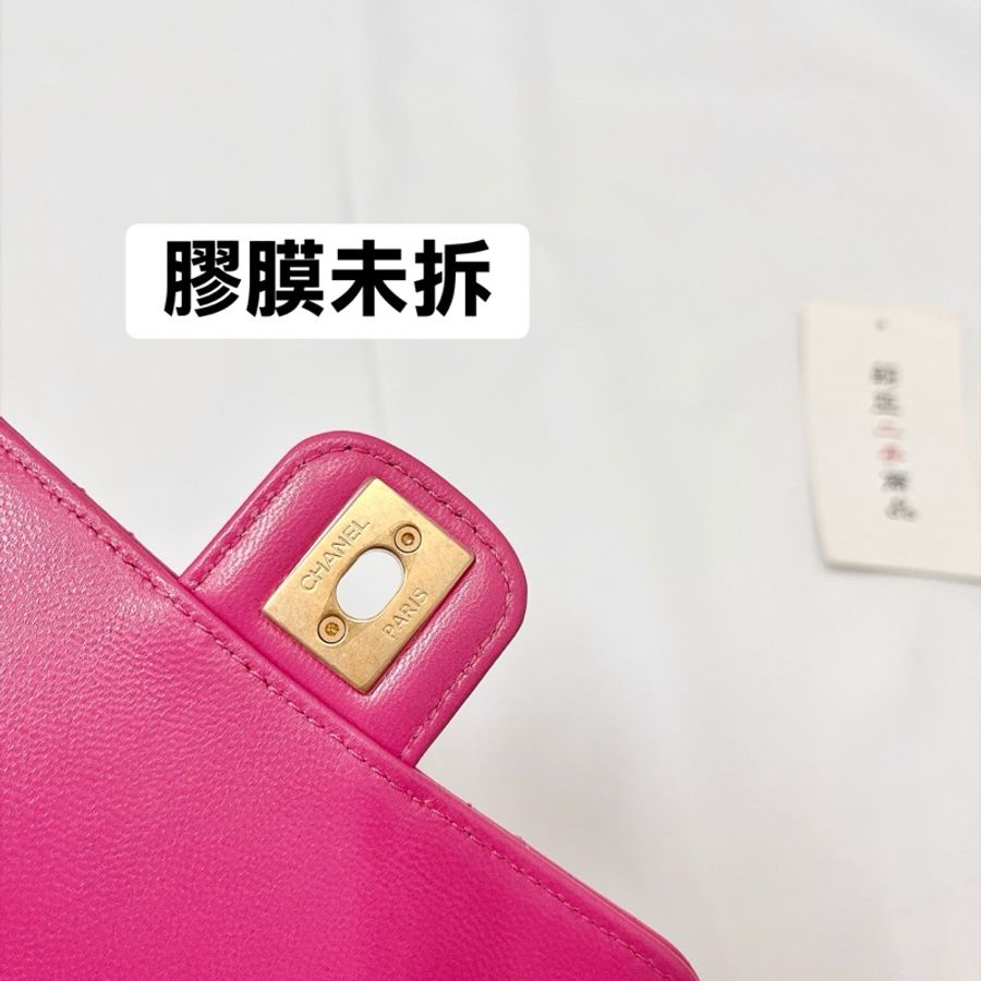 莉亞精品♡ CHANEL AS3648 桃紅方胖子 二手美包-16