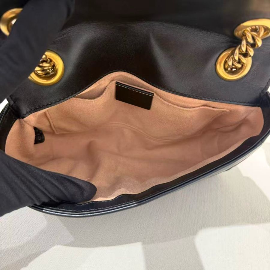 Gucci古馳marmont馬蒙22黑金鏈條包-5
