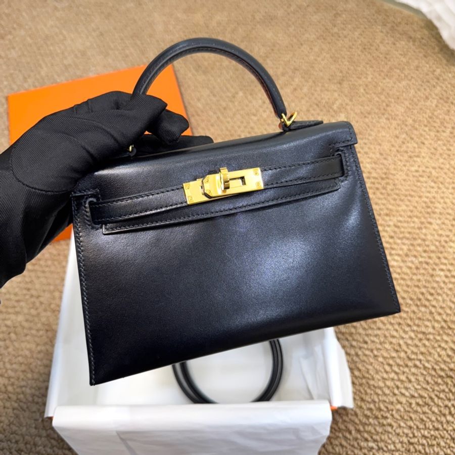 Hermes 愛馬仕 89 Noir 黑色 Box 牛皮 Mini Kelly II 二代 手提包 肩背包 金釦-2