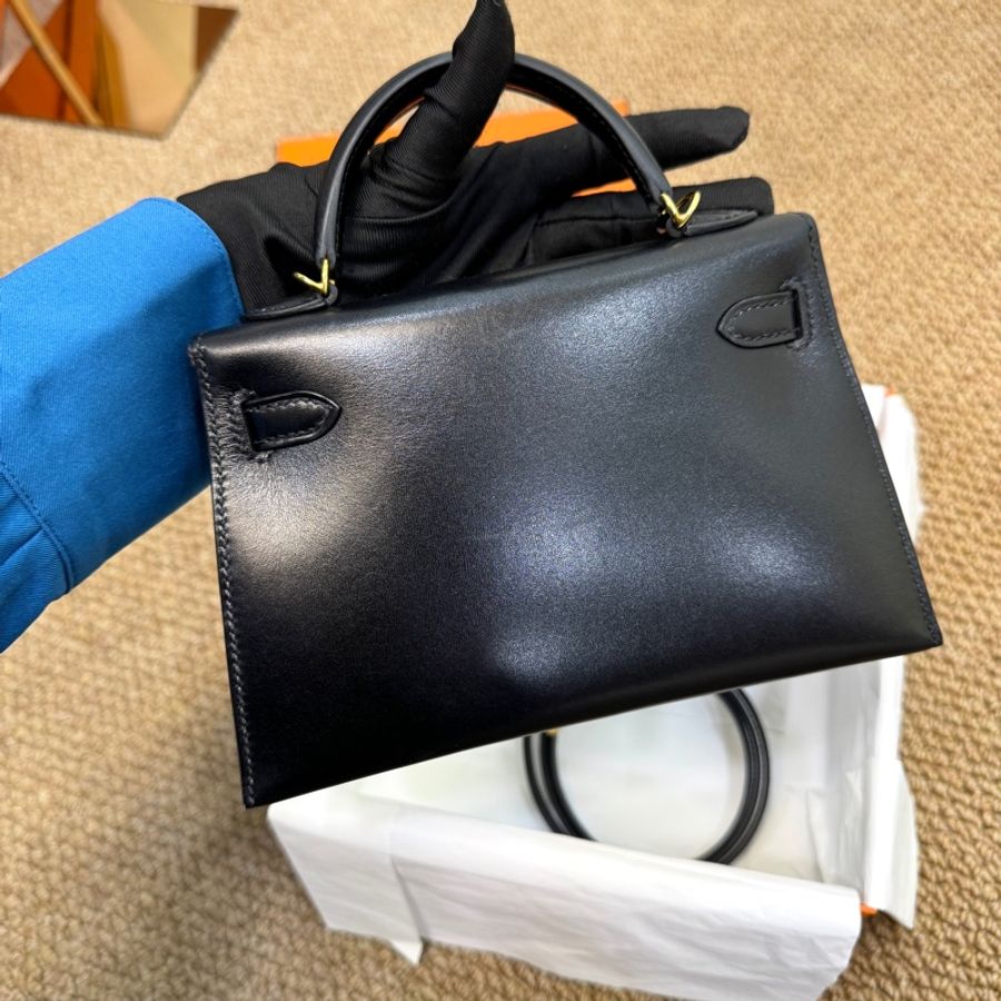 Hermes 愛馬仕 89 Noir 黑色 Box 牛皮 Mini Kelly II 二代 手提包 肩背包 金釦-3