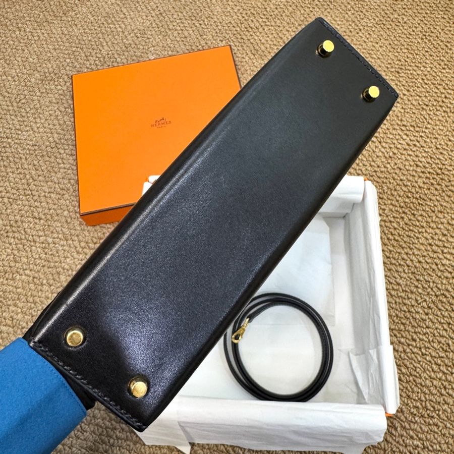 Hermes 愛馬仕 89 Noir 黑色 Box 牛皮 Mini Kelly II 二代 手提包 肩背包 金釦-4