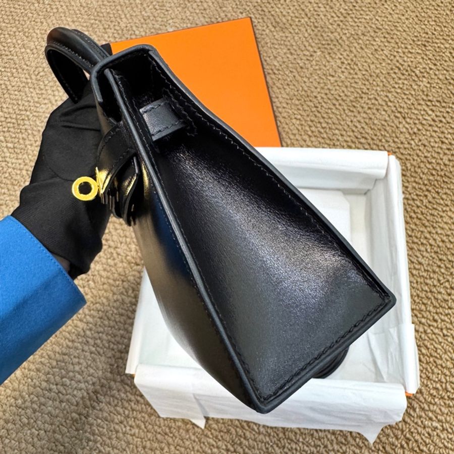 Hermes 愛馬仕 89 Noir 黑色 Box 牛皮 Mini Kelly II 二代 手提包 肩背包 金釦-5