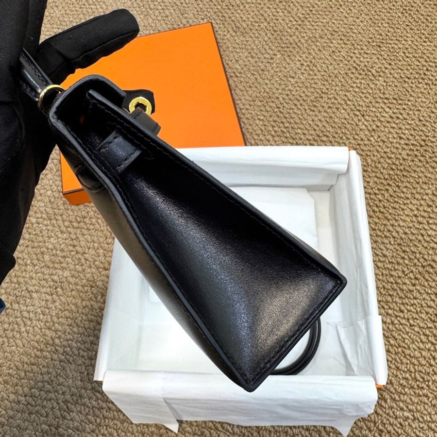 Hermes 愛馬仕 89 Noir 黑色 Box 牛皮 Mini Kelly II 二代 手提包 肩背包 金釦-6