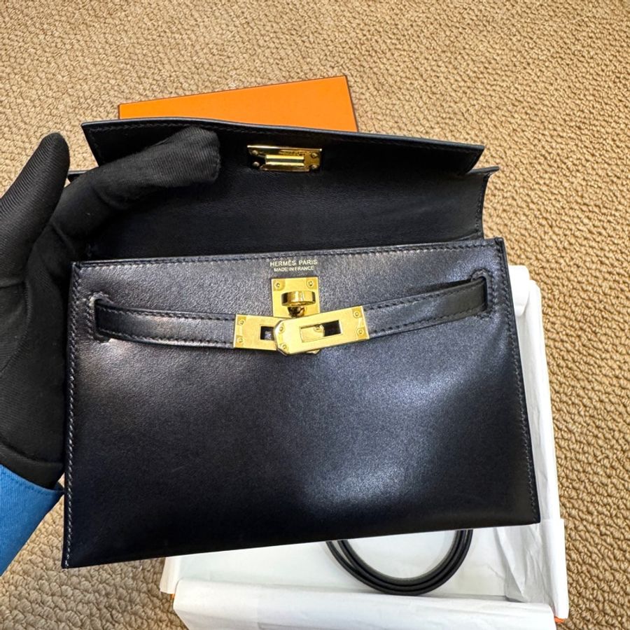 Hermes 愛馬仕 89 Noir 黑色 Box 牛皮 Mini Kelly II 二代 手提包 肩背包 金釦-7