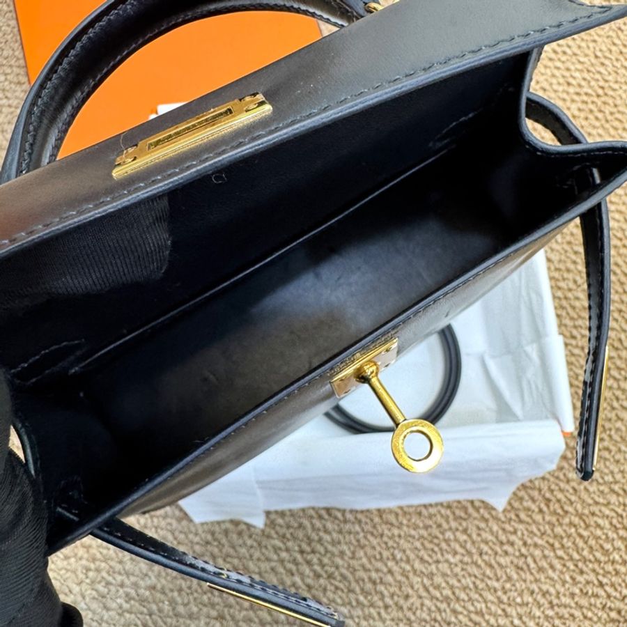 Hermes 愛馬仕 89 Noir 黑色 Box 牛皮 Mini Kelly II 二代 手提包 肩背包 金釦-8
