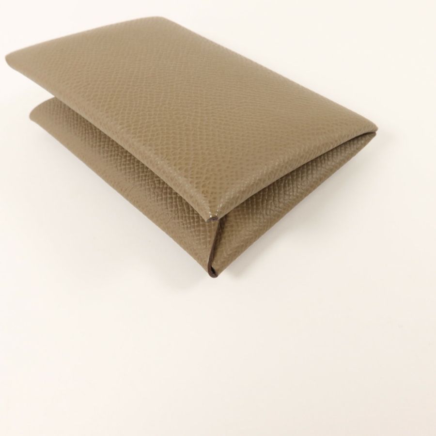 HERMES Epsom皮革Calvi Card Case卡片套Etoupe-12