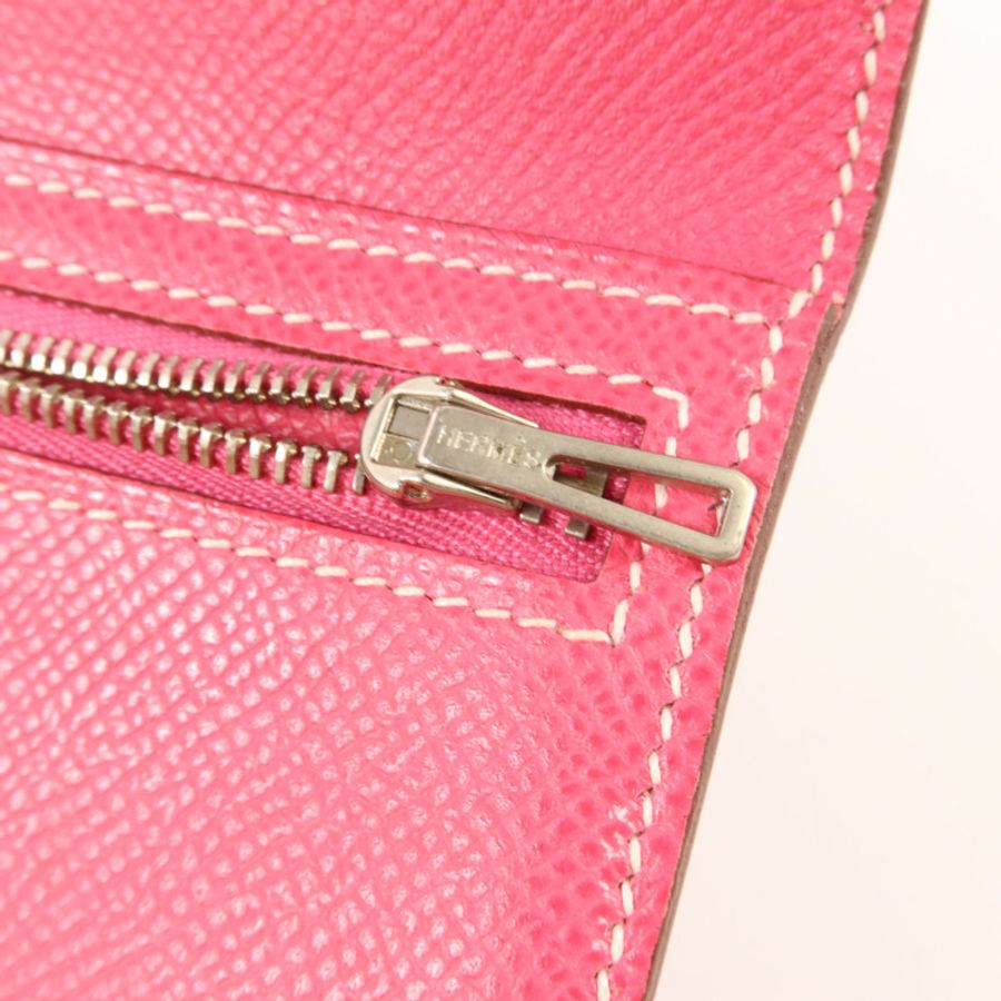 HERMES Epsom皮革Bearn W Snap長錢包Tosca/Rose Tyrien-9