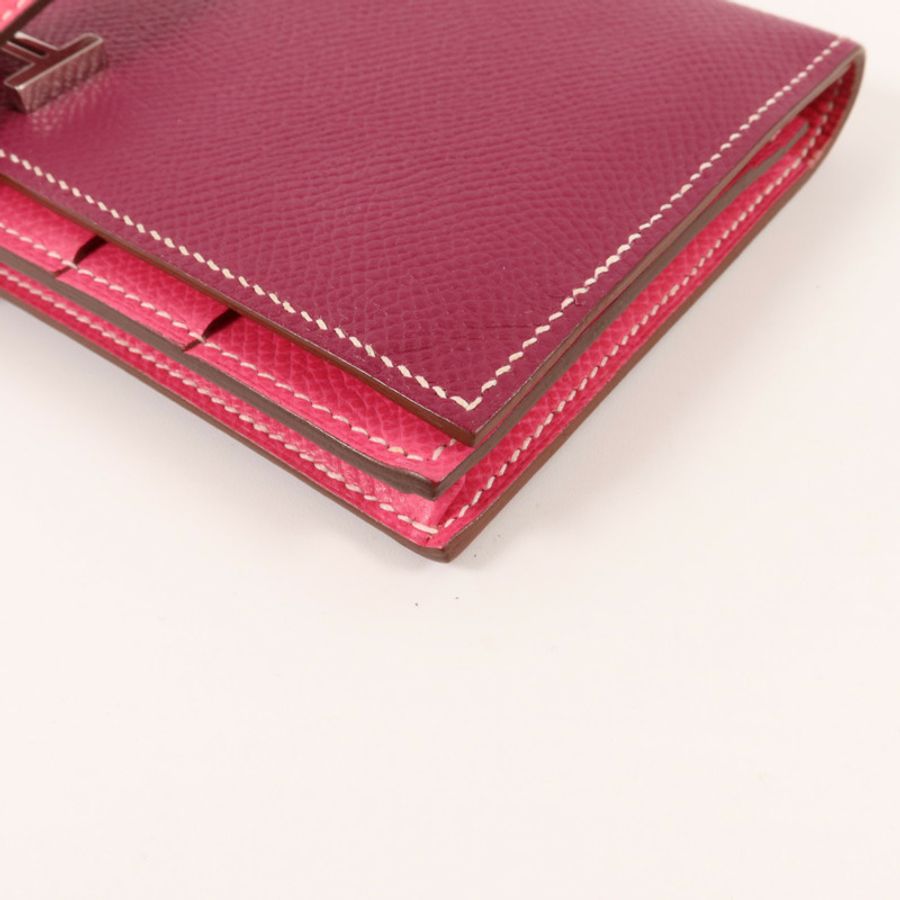 HERMES Epsom皮革Bearn W Snap長錢包Tosca/Rose Tyrien-10