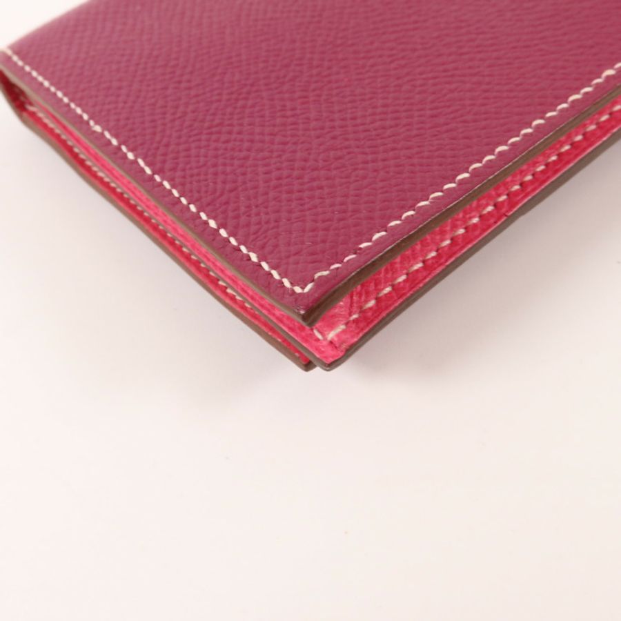 HERMES Epsom皮革Bearn W Snap長錢包Tosca/Rose Tyrien-13
