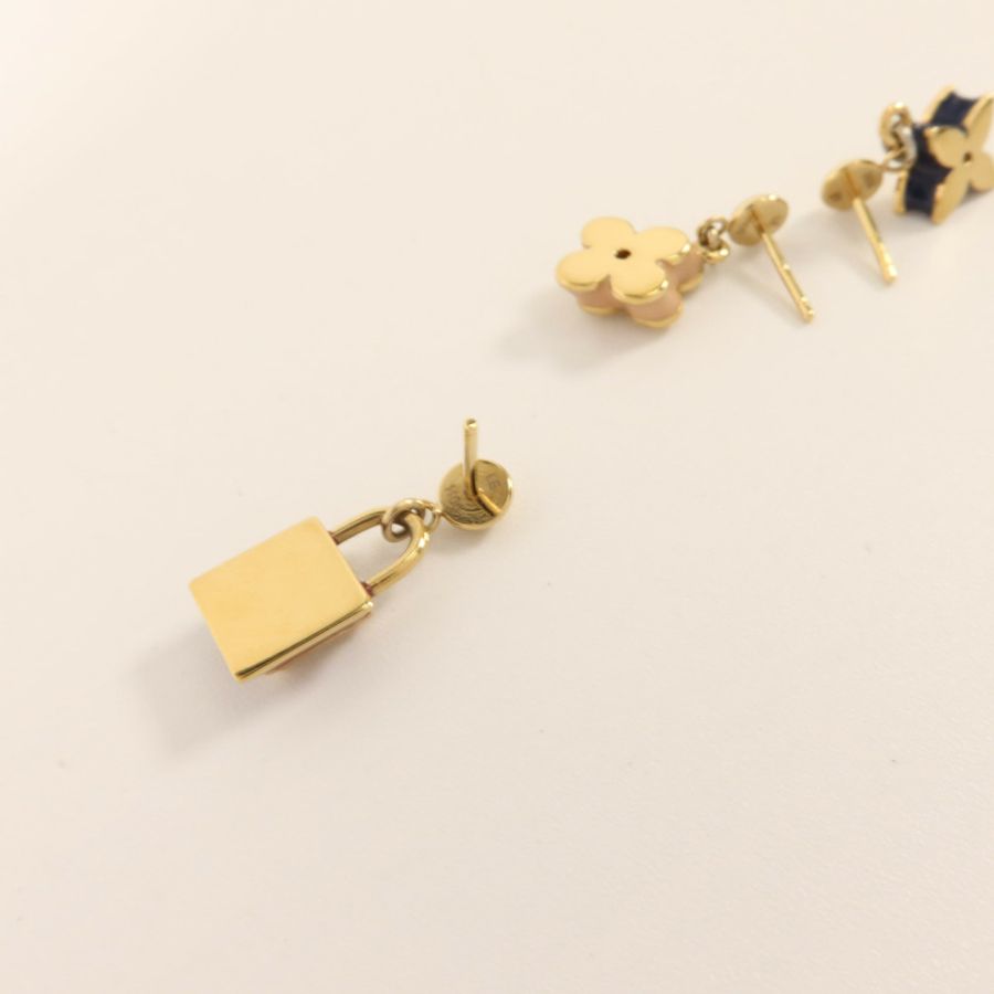 LOUIS VUITTON 銅/琺瑯Monogram Sweet Charms Earrings Set耳環-5
