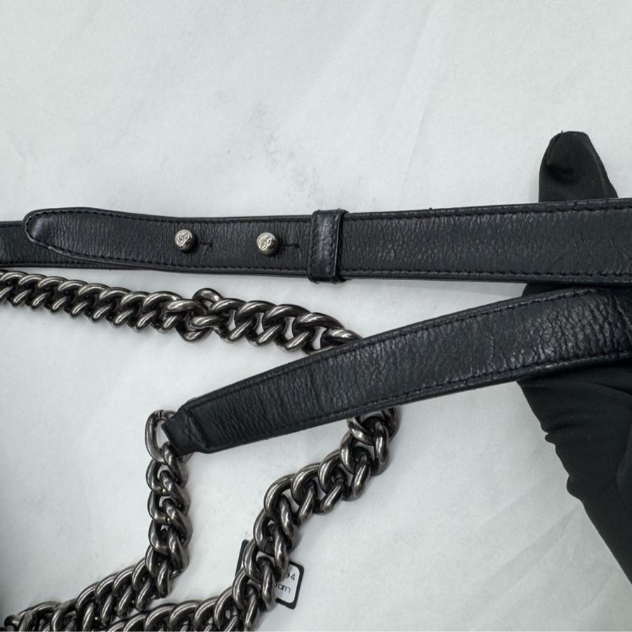 Chanel • 經典黑銀牛皮Le Boy 25 中號 🈶保卡-11