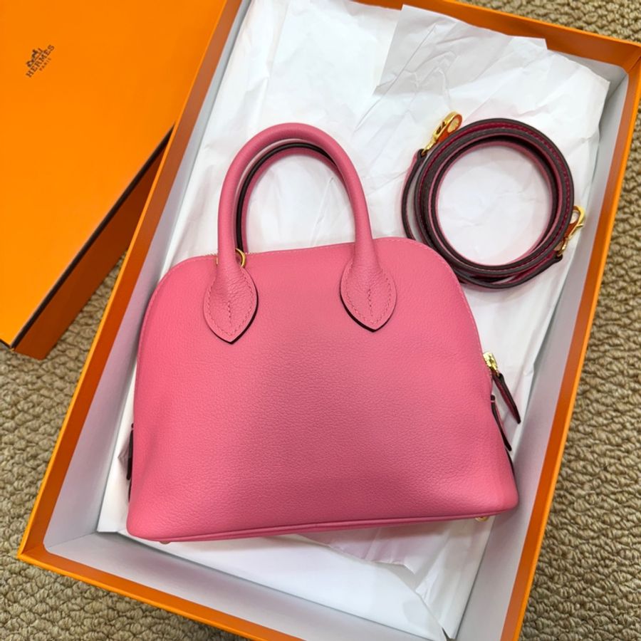 Hermes 愛馬仕 8W 唇膏粉 Evercolor 牛皮 Mini Bolide 手提包 肩背包 斜背包 金釦-2