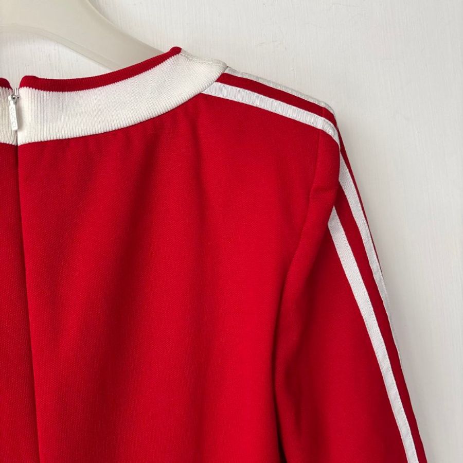 聯名🍒::GUCCI x adidas:: Red Striped Jersey Slitted Maxi Dress 紅色洋裝-21