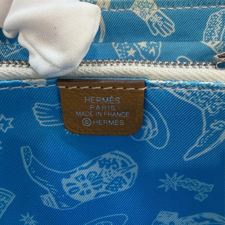 HERMES SILK IN H LOGO EPSOM皮 ㄇ字 駝色  絲巾 拉鍊 零錢包 信用卡夾 短夾 名片夾 錢包 皮夾-49