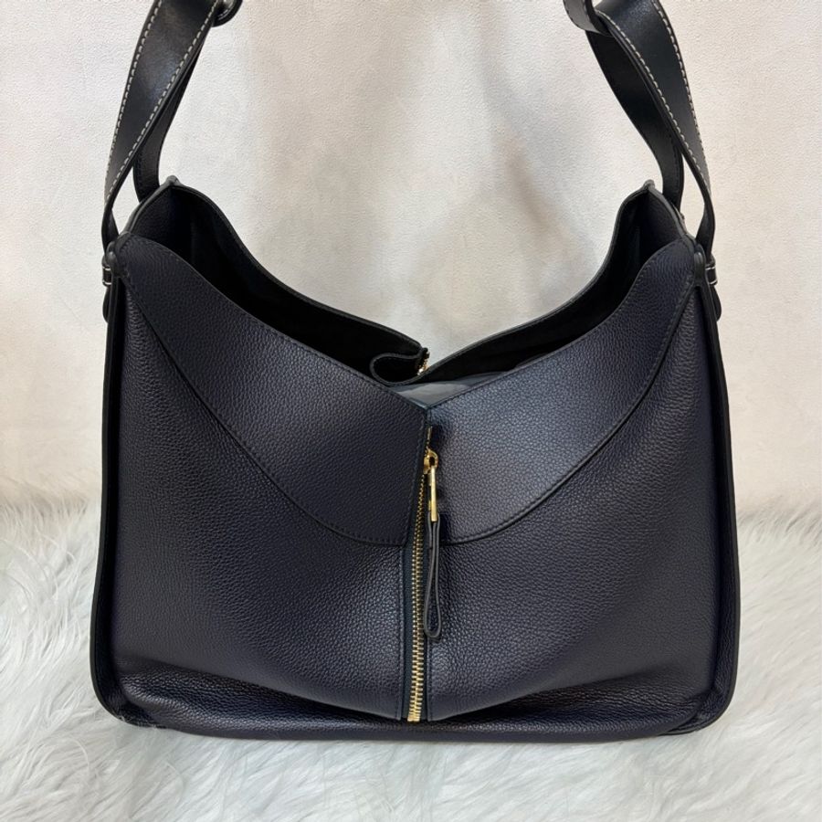 LOEWE A583S35X29 Hammock bag午夜藍皮革金釦吊床包｜ 肩背包 吊床包-0