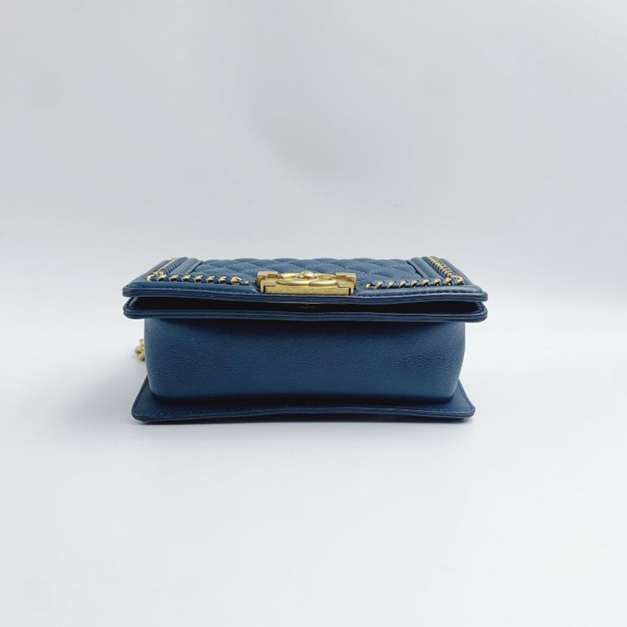 Chanel Leboy宮廷款 深藍色 小號 20cm-4