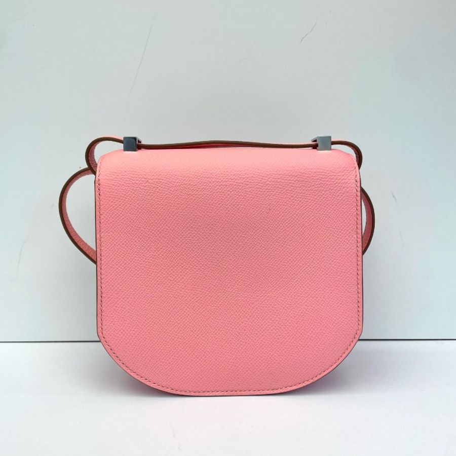 全套❤️HERMES Mosaique 17 mini馬賽克包 1Q奶昔粉銀扣 Epsom皮-1